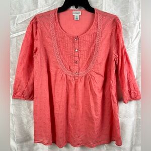 Motherhood Maternity Coral Boho Shirt Large
